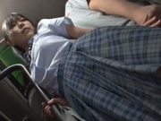白石りん（Fカップ）巨乳JKが痴漢男の餌食に！女子校生のおっぱいをモミモミしたり乳舐めしたり